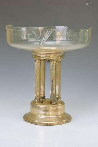 Centrepiece, Art Nouveau, around 1910/15, brass silver