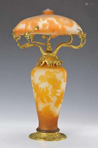 Table lamp, Gallé, around 1905-10, amber colored