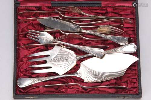 14- pieces ART Nouveau-fish cutlery, WMF, around