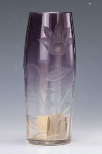 vase, Moser, 1.H. 20th c., colorless glass, interior