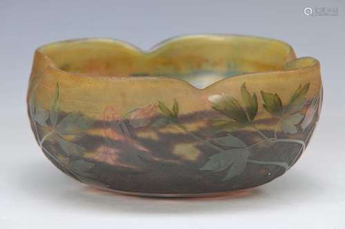 bowl, Daum Nancy France, around 1910, purple and yellow