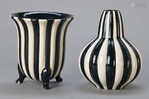 two Art-Déco-vases, Velten-Vordamm, designed by Walter