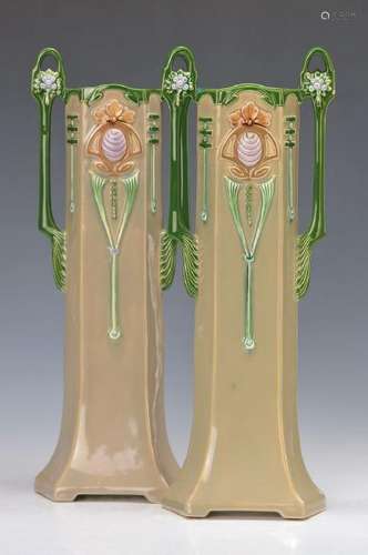 pair of vases, Eichwald Bohemia, around 1900, stoneware