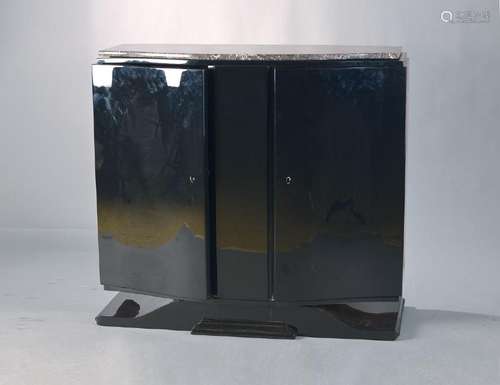 Sideboard, France, 1930s, hardwood, glossy black