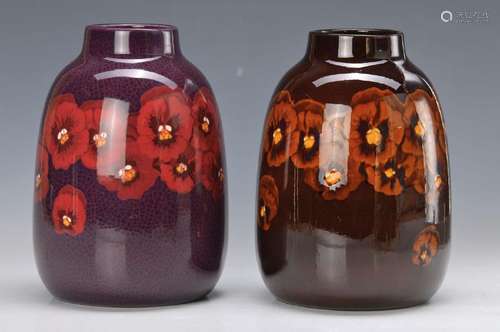 two Art Nouveau vases, Christian Neureuther,