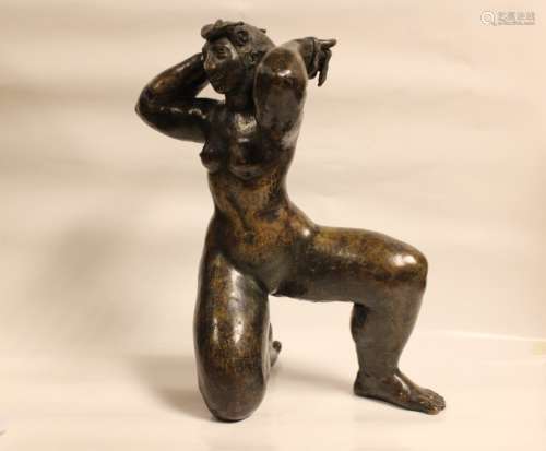 Bronze Nude Kneeling Figural