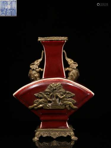 Republican Chinese Porcelain Vase w Bronze Mount