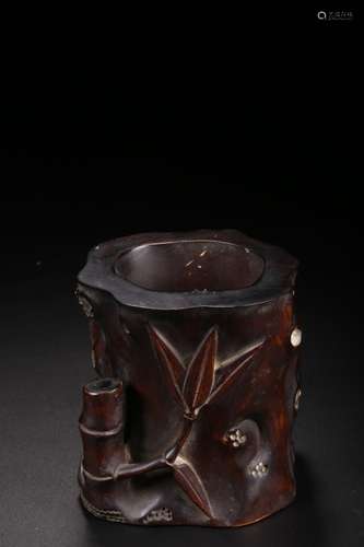 Qing Chinese Huangyang Wood Brushpot