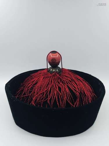 19th.C Chinese Court Hat w Finial