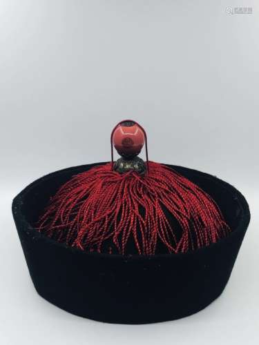 19th.C Chinese Court Hat w Finial