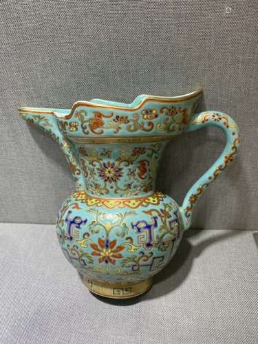 Chinese Famille Rose Turquoise Ground Water Pot