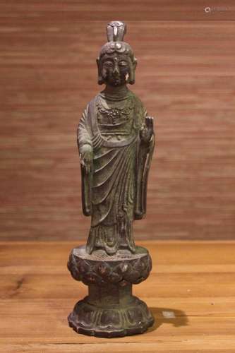 Chinese Silver Standing Guanyin, Early Qing