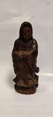 Chinese Huangyang Wood Carved Guanyin