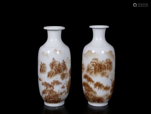 Culture Revolution Period Pair of Chinese Vases