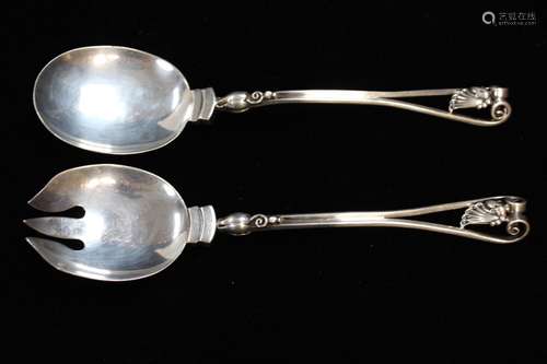 2 Georg Jensen Salad Spoon and Folk