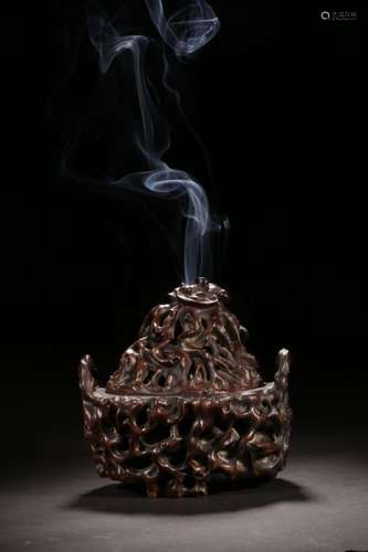 Qing Chinese Bamboo Carved Tripod Censer