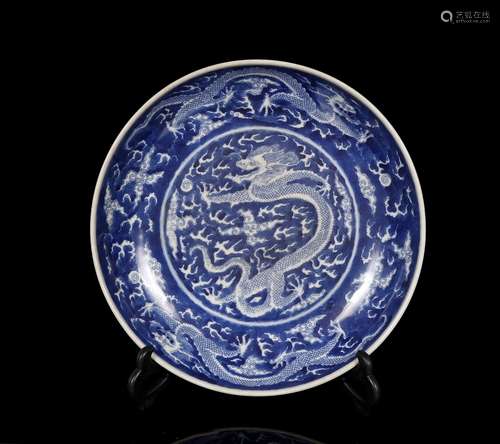 Qing, Chinese Blue and White Porcelain Plate