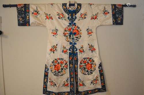 Vintage Chinese Embroidered Woman w/ Swords Silk