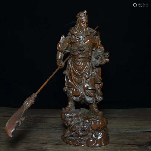 Chinese Huangyang Wood Carved Guangong