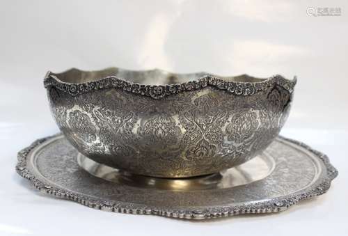 Persian Silver Wedding Bowl and Tray