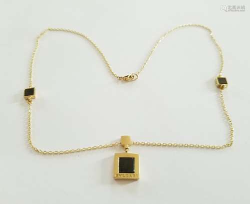 14K Gold Bulgari Signed Pendant Chain