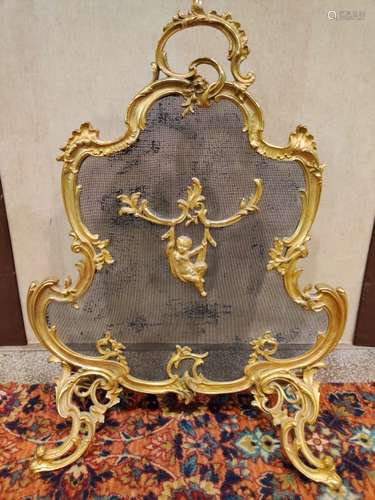 19th.C Bronze Fire Screen