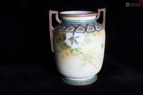 Nippon Porcelain Vase w Handle , Mark