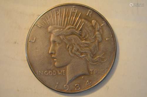 1934 S  Silver Peace Dollar.