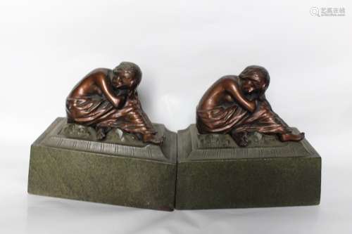 Pair of Bronze Bookend