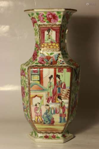 19th.C Chinese Famille Rose Porcelain Vase