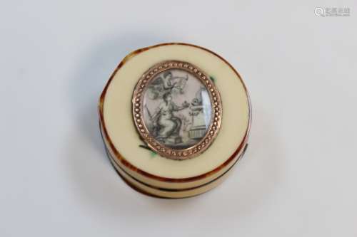 18th.C Miniature Bone Round Box