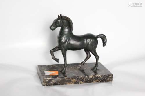 19th. C Bronze Horse w Marble Base