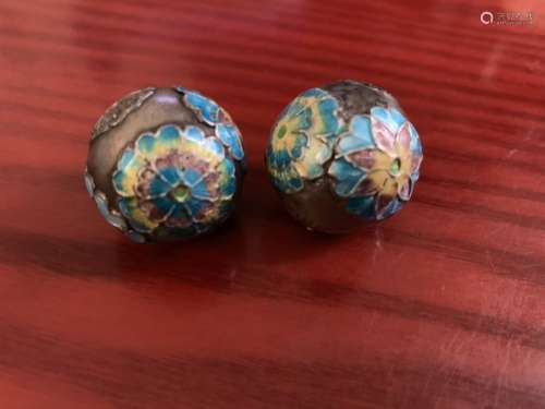 Two Chinese Enamel Beads