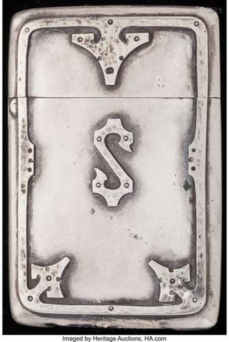 57337: AN AMERICAN SILVER MATCH SAFE, circa 1900 Marks: