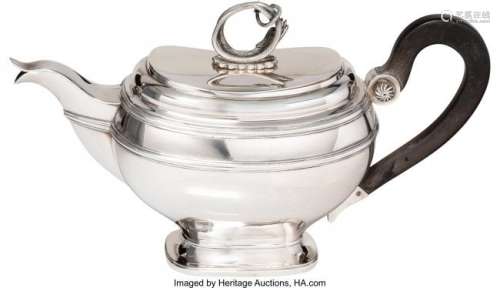 57032: A Dutch Silver Teapot with Serpent-Form Finial,