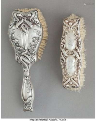 57294: TWO WILLIAM KERR & CO. SILVER BRUSHES,