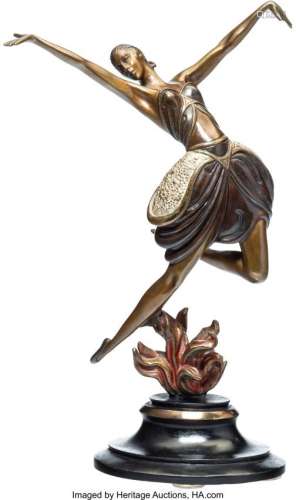 57007: An Erté La Danseuse Painted Bronze