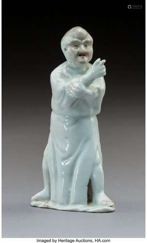 57227: A Chinese Painted Porcelain Male Figure, late Qi