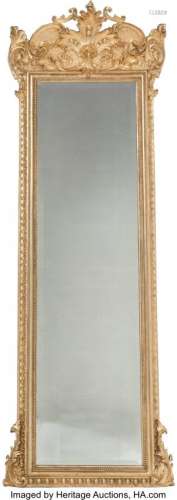 57005: A Rococo Revival Giltwood Trumeau Mirror with Ma