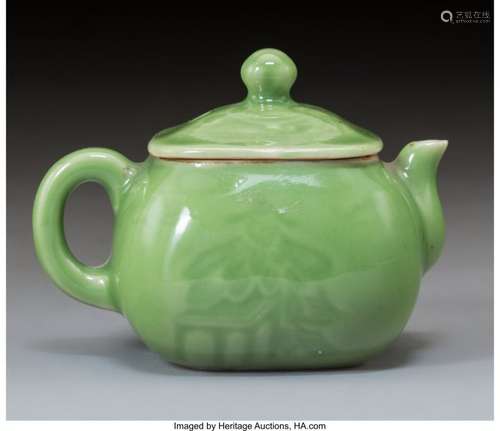 57225: A Chinese Green Glazed Porcelain Tea Pot, late Q