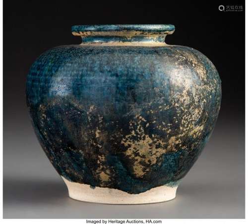 57237: A Chinese Turquoise Glazed Earthenware Jar, Song