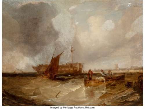 57050: British School (19th Century) Salvaging a Mast a
