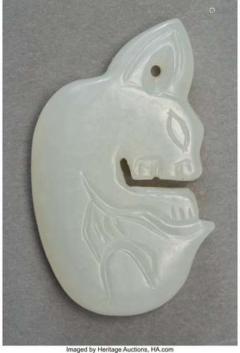 57229: A Chinese Han-Style Carved White Jade Rabbit-For