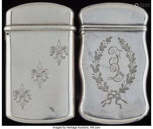 57257: TWO SHREVE & CO. SILVER MATCH SAFES, San