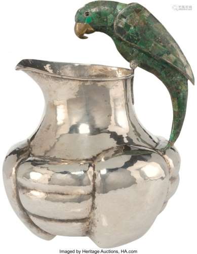 57035: A Los Castillo Silver-Plated Pitcher with Parrot