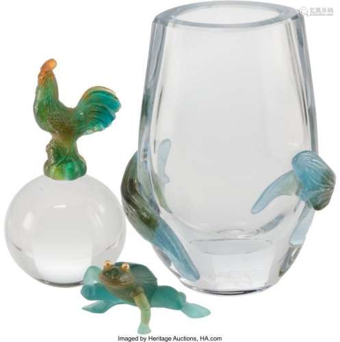 57088: A Daum Glass with Blue Wrap Vase, Late 20th cent
