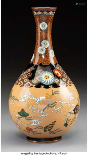 57208: A Japanese Enameled Vase 9-3/4 x 5-1/4 inches (2