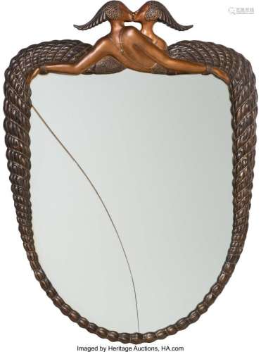 57006: An Erte Narcissism Bronze Wall Mirror, New York,