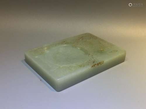 A CARVED JADE INK STONE.QING PERIOD