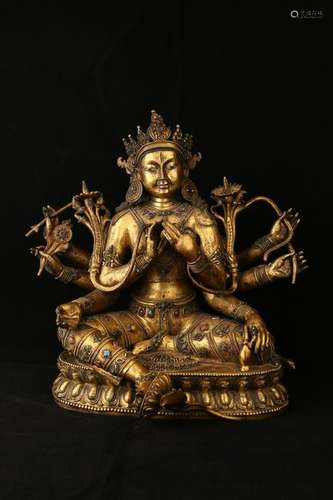 A GILT-BRONZE FIGURE OF TARA.MING PERIOD